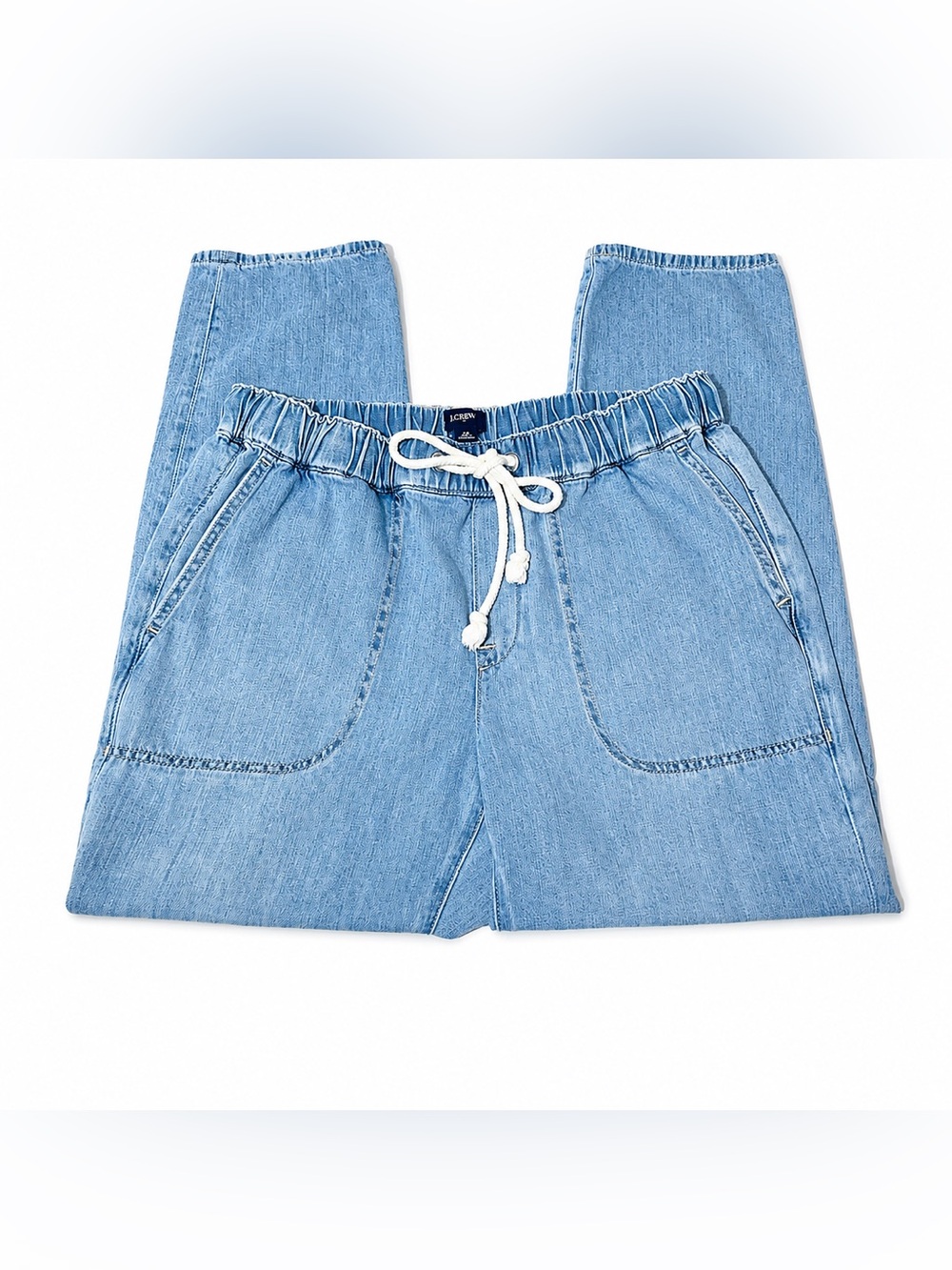 J.Crew Pull On Denim Pants Drawstring Straight Leg Jeans Women’s Size 28